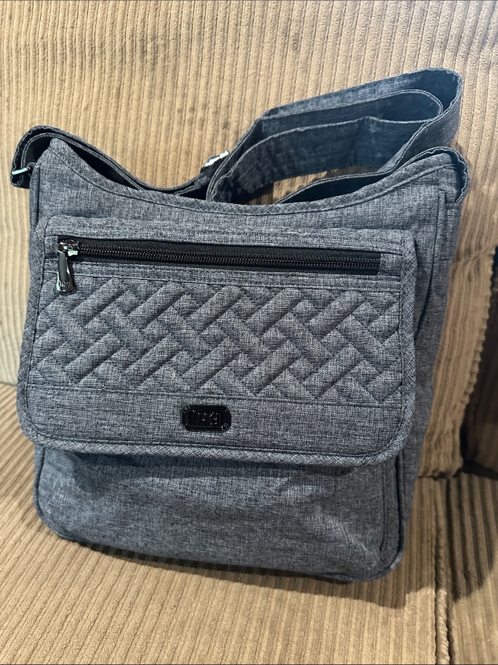 Quilted Gray Messenger Bag for Men -  Unknown Brand